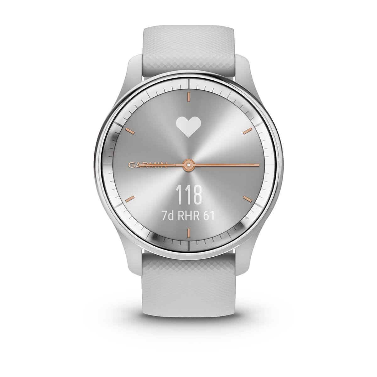 Garmin vívomove Trend Hybrid Smartwatch – Silver Stainless Steel Bezel with Mist Gray Case and Silicone Band