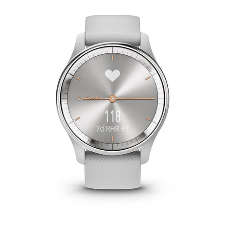 Garmin vívomove Trend Hybrid Smartwatch – Silver Stainless Steel Bezel with Mist Gray Case and Silicone Band
