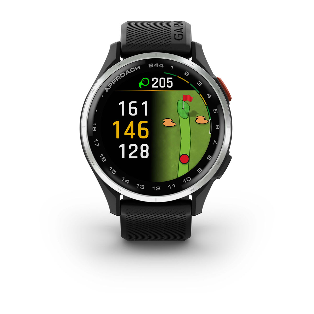 Garmin Approach S44 and S50 GPS Golf Smartwatch – S44: Golf Features / Silver Aluminum Bezel with Black Silicone Band
