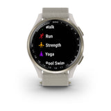 Garmin Approach S44 and S50 GPS Golf Smartwatch – S50: Golf & Fitness Features / Cream Gold Aluminum Bezel with Ivory Nylon Band