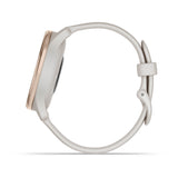 Garmin vívomove Trend Hybrid Smartwatch – Peach Gold Stainless Steel Bezel with Ivory Case and Silicone Band