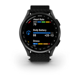 Garmin Approach S44 and S50 GPS Golf Smartwatch – S50: Golf & Fitness Features / Slate Aluminum Bezel with Black Nylon Band