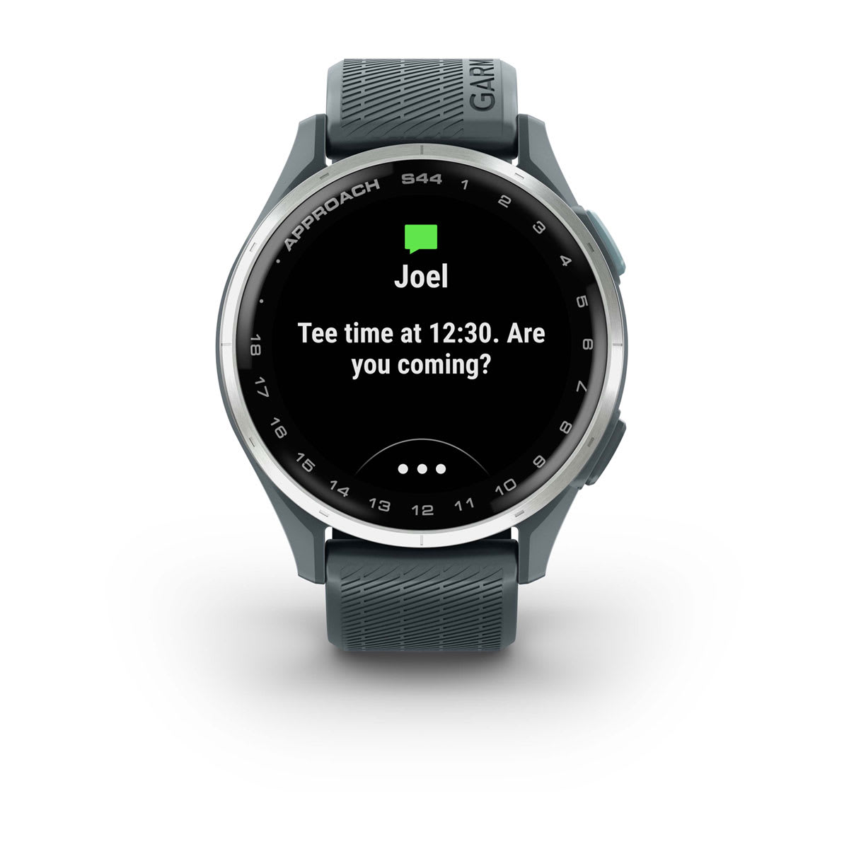 Garmin Approach S44 and S50 GPS Golf Smartwatch – S44: Golf Features / Silver Aluminum Bezel with Twilight Silicone Band