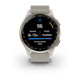 Garmin Approach S44 and S50 GPS Golf Smartwatch – S50: Golf & Fitness Features / Cream Gold Aluminum Bezel with Ivory Nylon Band