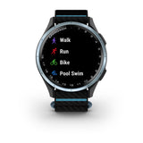 Garmin Approach J1 Junior GPS Golf Smartwatch – Cloud Blue Aluminum Bezel with Black/Azure ComfortFit Fabric Band