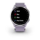 Garmin Approach J1 Junior GPS Golf Smartwatch – Silver Aluminum Bezel with Lilac ComfortFit Fabric Band