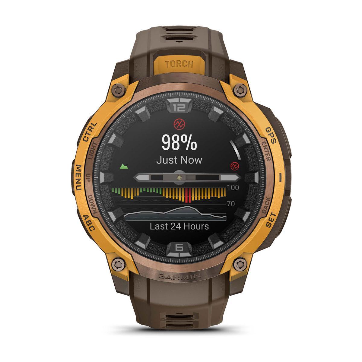 Garmin Instinct Crossover Hybrid GPS Smartwatch – AMOLED / Bronze/Sunburst