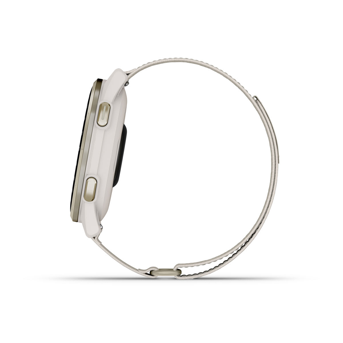 Garmin Approach S44 and S50 GPS Golf Smartwatch – S50: Golf & Fitness Features / Cream Gold Aluminum Bezel with Ivory Nylon Band