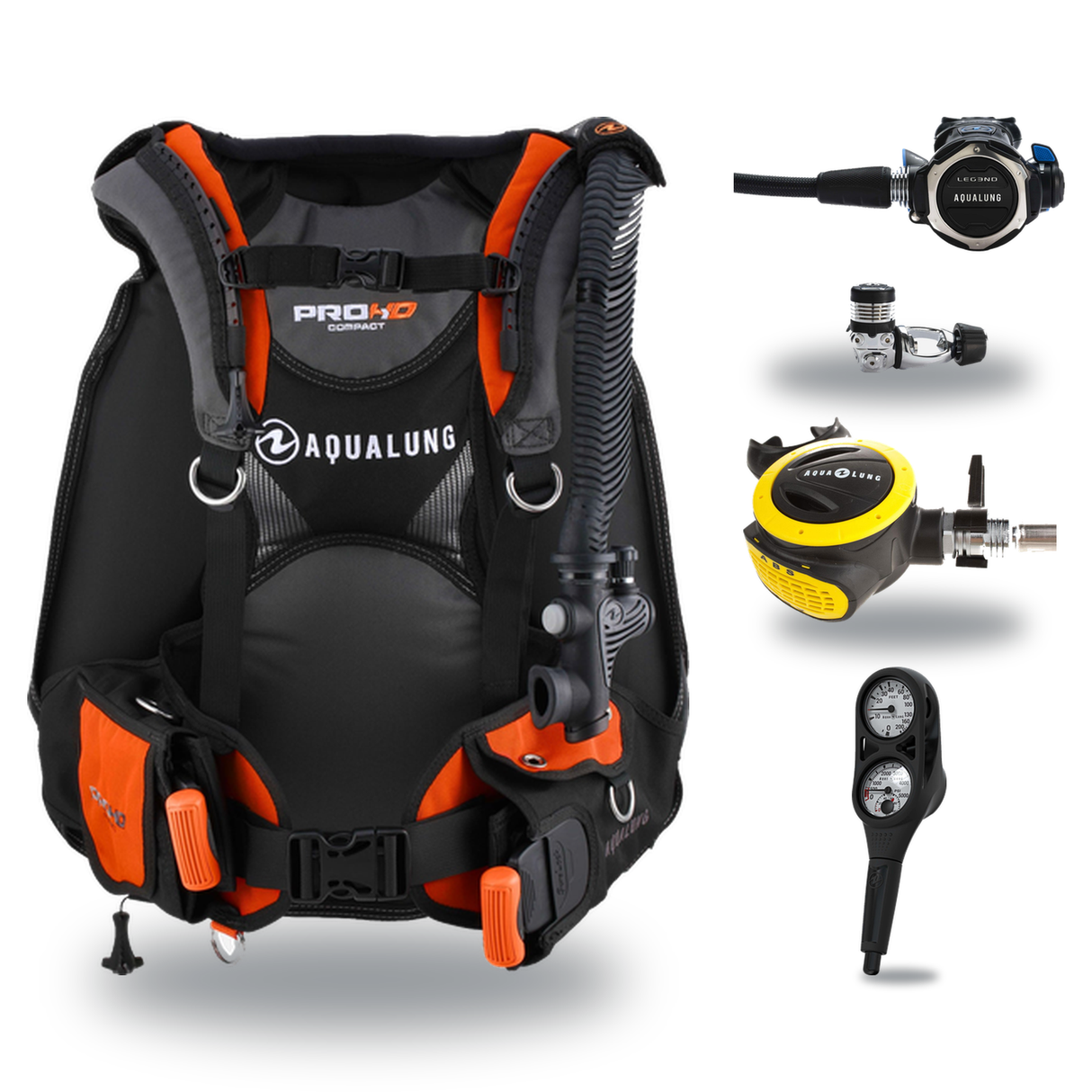 Aqualung Regulator + BCD Scuba Package – Pro HD Compact BCD + LEG3ND Regulator + Octopus + Console — Aqualung LEG3ND