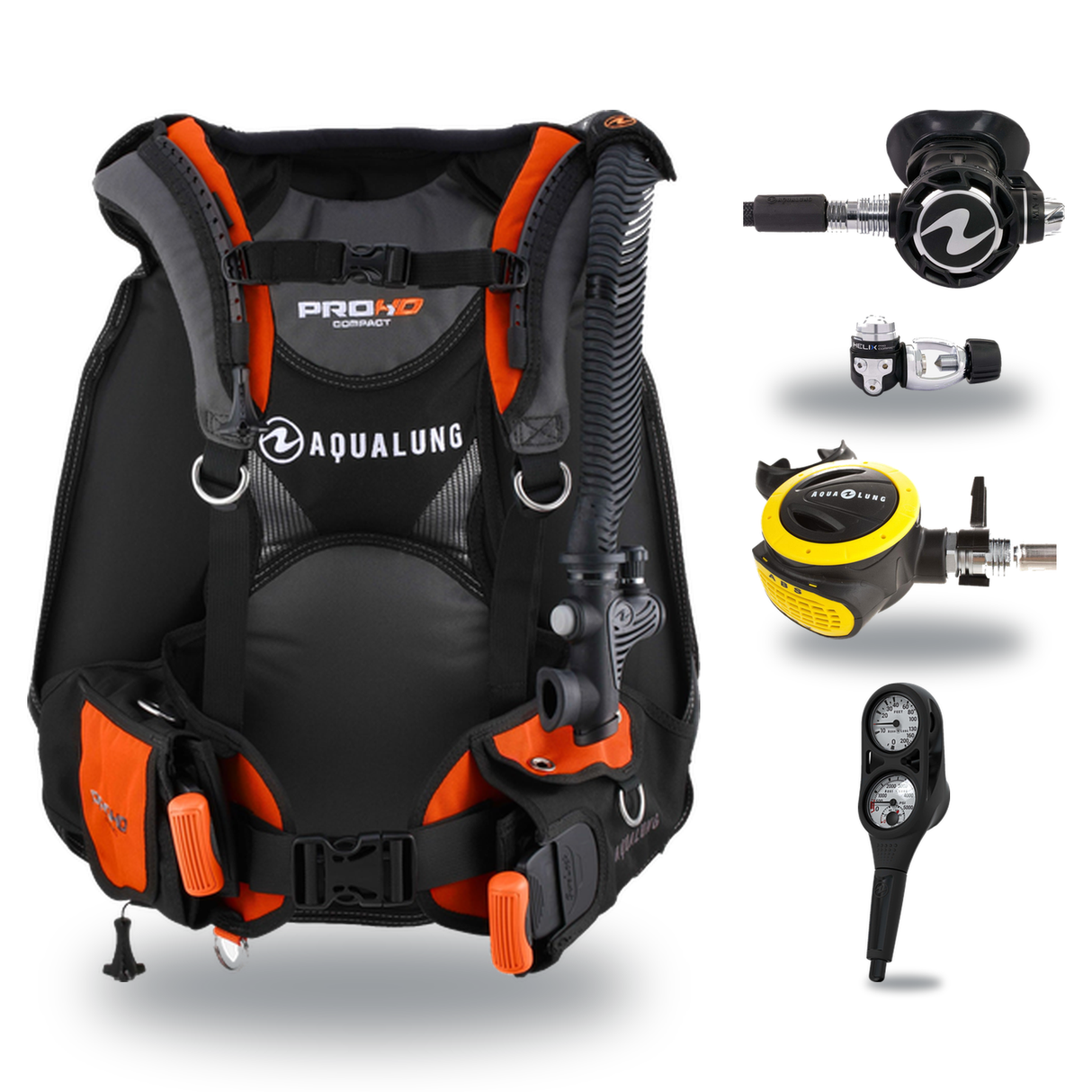Aqualung Regulator + BCD Scuba Package – Pro HD Compact BCD + LEG3ND Regulator + Octopus + Console — Aqualung Helix Compact…
