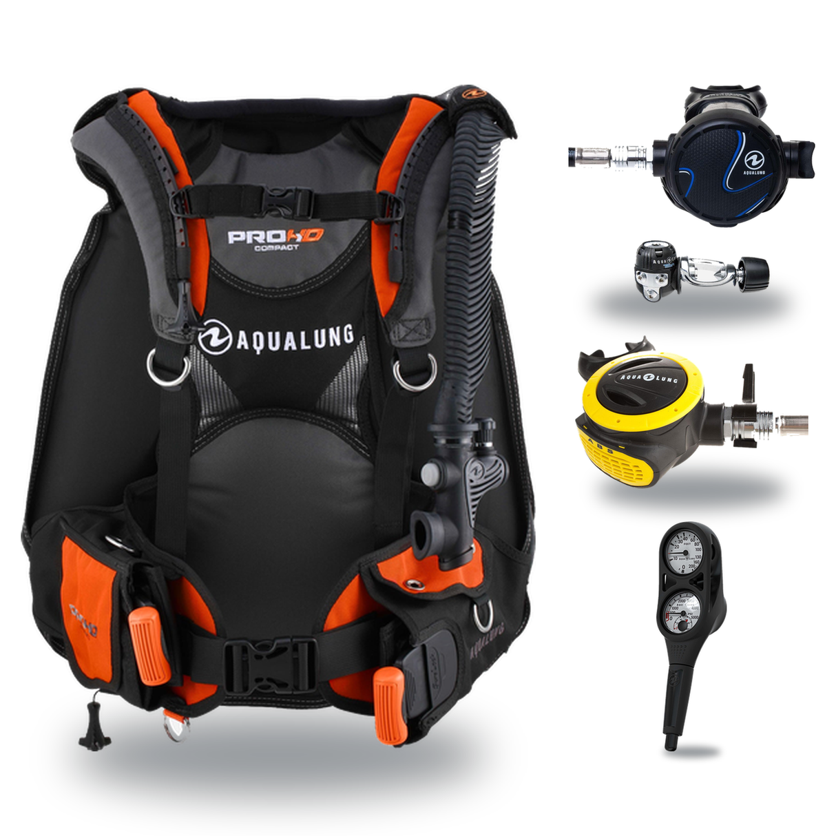 Aqualung Regulator + BCD Scuba Package – Pro HD Compact BCD + LEG3ND Regulator + Octopus + Console — Aqualung Titan