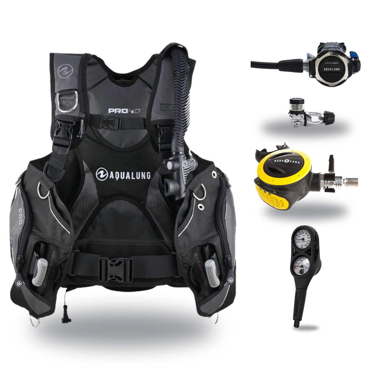 Aqualung Regulator + BCD Scuba Package – Pro HD Mens BCD + LEG3ND Regulator + Octopus + Console — includes Aqualung Pro HD M…