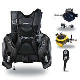 Aqualung Regulator + BCD Scuba Package – Pro HD Mens BCD + LEG3ND Regulator + Octopus + Console — Black/Grey, Aqualung Titan