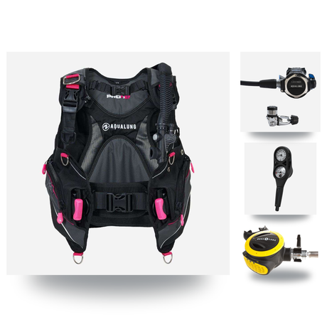 Aqualung Regulator + BCD Scuba Package – Pro HD Womens BCD + LEG3ND Regulator + Octopus + Console — includes Aqualung Pro HD…