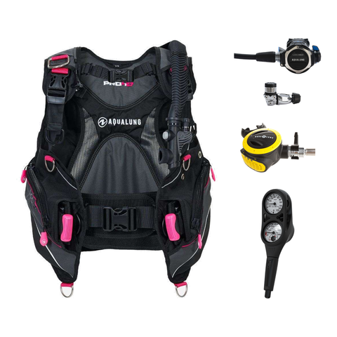 Aqualung Regulator + BCD Scuba Package – Pro HD Womens BCD + LEG3ND Regulator + Octopus + Console