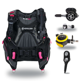 Aqualung Regulator + BCD Scuba Package – Pro HD Womens BCD + LEG3ND Regulator + Octopus + Console — Black/Pink, Aqualung Hel…