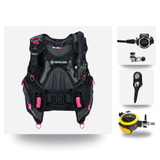 Aqualung Regulator + BCD Scuba Package – Pro HD Womens BCD + LEG3ND Regulator + Octopus + Console — Black/Pink, Aqualung LEG…
