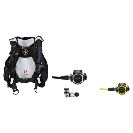 Aqualung Regulator + BCD Scuba Package – Axiom Women's BCD + Leg3nd Regulator + Leg3nd Octopus — Axiom Women's BCD White/Gold