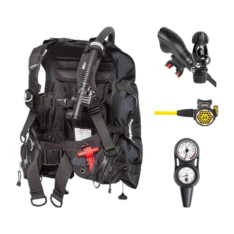 Hollis Regulator + BCD Scuba Package – HD-200 BCD + 150LX DC7 Regulator + 150LX Stainless Steel Octopus + Maxdepth Gauge Con…