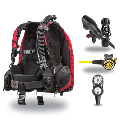 Hollis Regulator + BCD Scuba Package – HD-200 BCD + 150LX DC7 Regulator + 150LX Stainless Steel Octopus + Maxdepth Gauge Con…