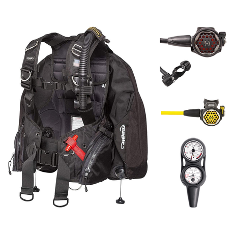 Hollis Regulator + BCD Scuba Package – HD-200 BCD + 150LX DC7 Regulator + 150LX Stainless Steel Octopus + Maxdepth Gauge Con…