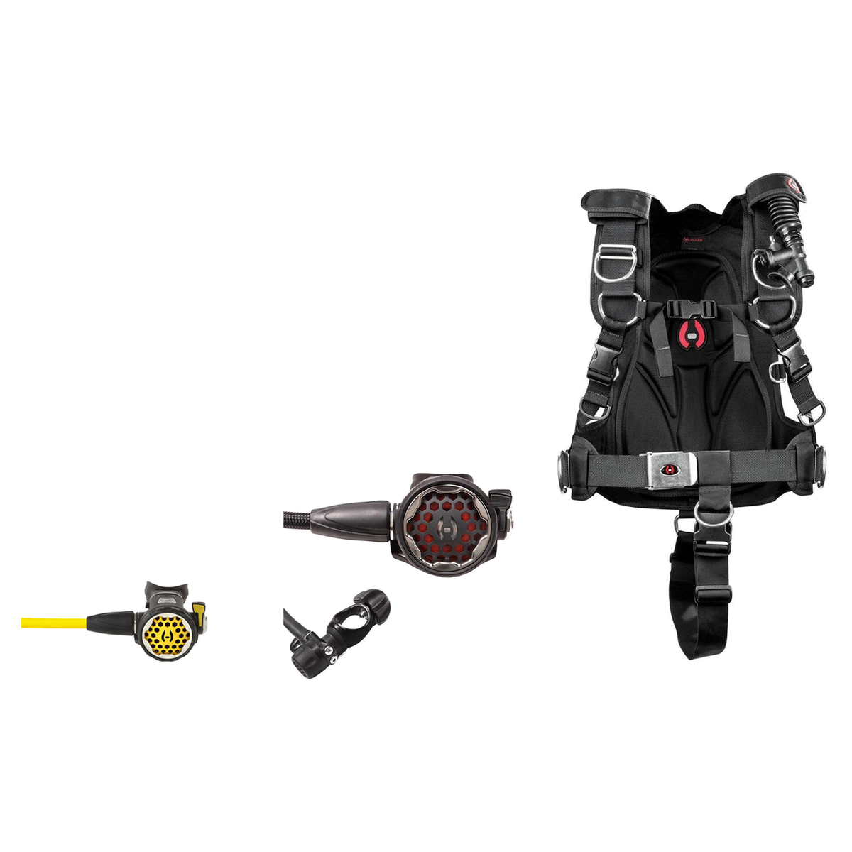 Hollis Regulator + BCD Scuba Package – HTS 2 Harness Tech System 2 Back Inflate BCD + 150LX DC7 Regulator + 150LX Octopus