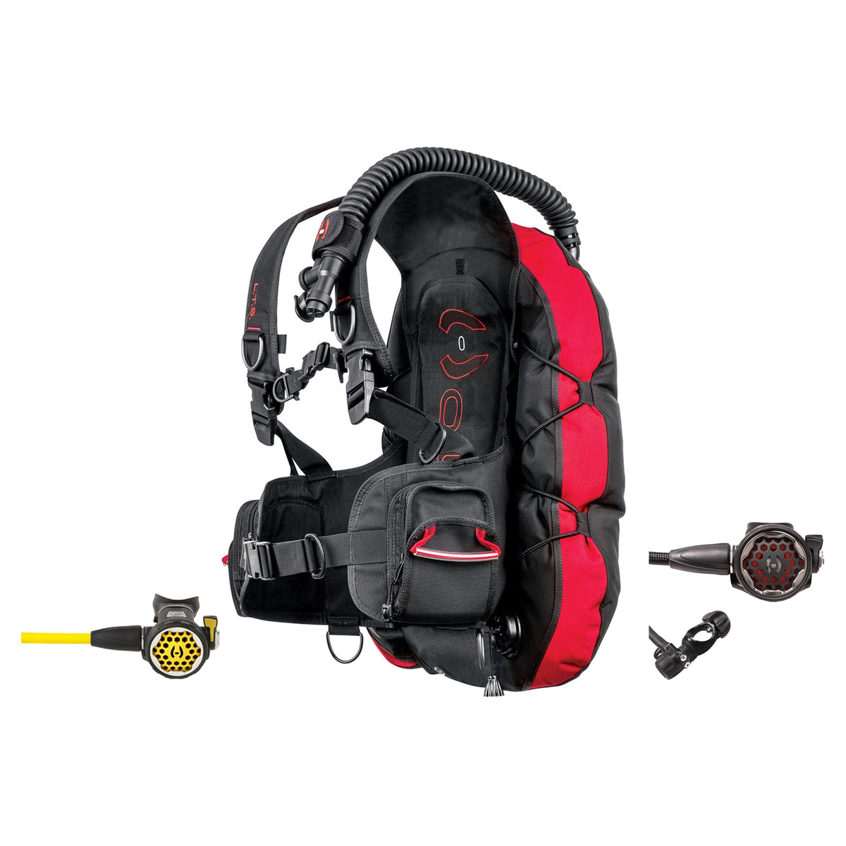 Hollis Regulator + BCD Scuba Package – LTS Light Travel System Back Inflate BCD for + 150LX DC7 Regulator + 150LX Octopus