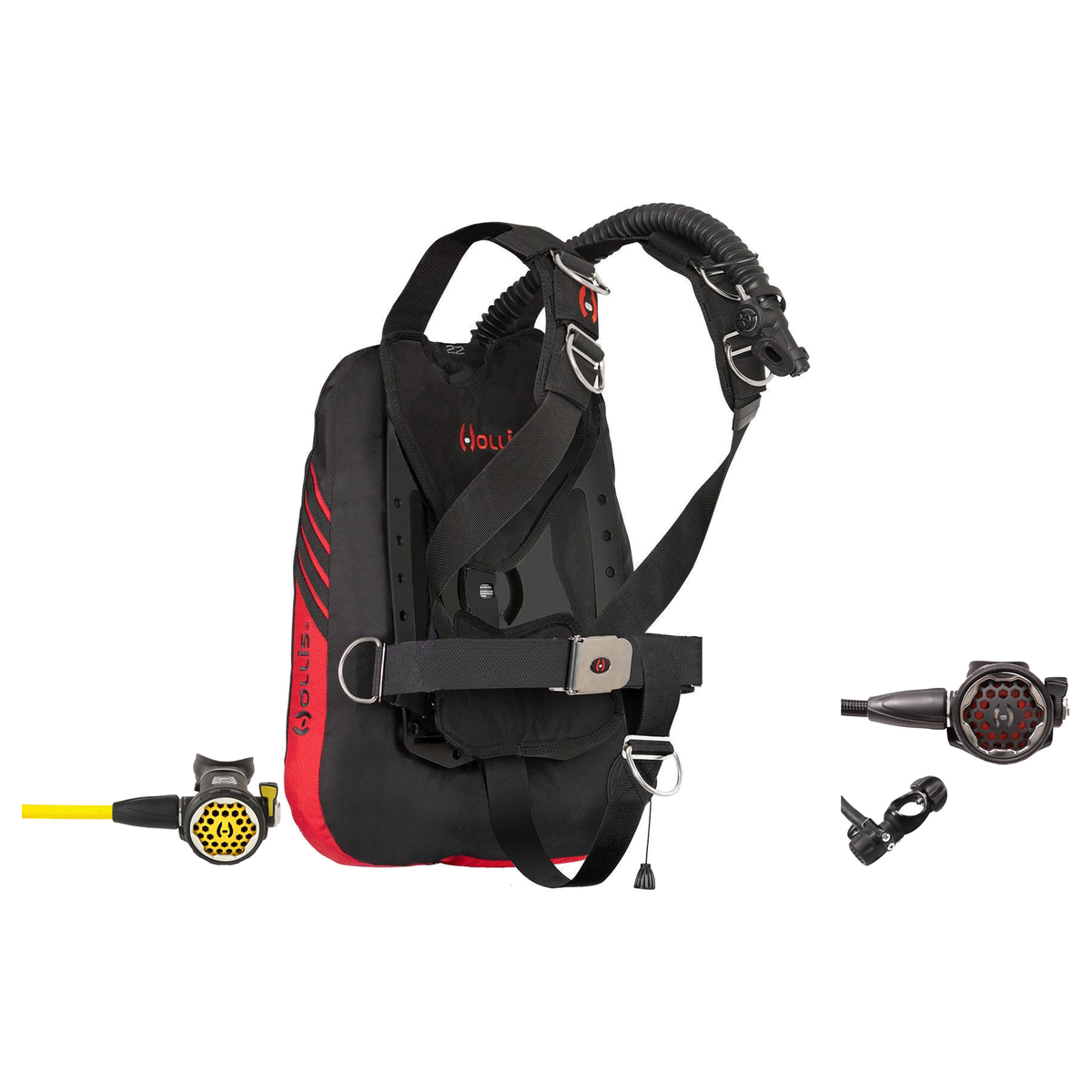 Hollis Regulator + BCD Scuba Package – ST Travel System BCD Tech + 150LX DC7 Regulator + 150LX Octopus — includes Hollis ST…
