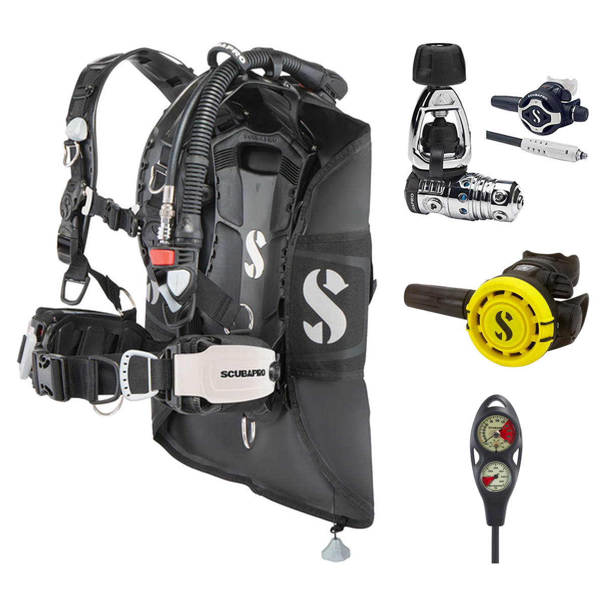 Scubapro Regulator + BCD Scuba Package – Hydros Pro 2 BPI BCD + MK25 EVO/S620 Ti Regulator + R105 Octopus + 2-Gauge Console…