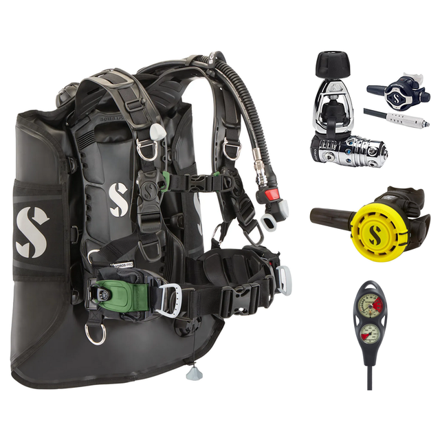 Scubapro Regulator + BCD Scuba Package – Hydros Pro 2 (Mini Monorail) BCD + MK25 EVO/S620 Ti Regulator + R105 Octopus + 2-Ga…