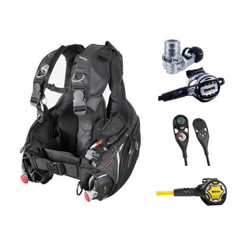 Mares Regulator + BCD Scuba Package – Guardian Ergotrim Scuba Diving BCD + Atlas ADJ 62X TBP Regulator + Dual Octopus + Mission 2 Console