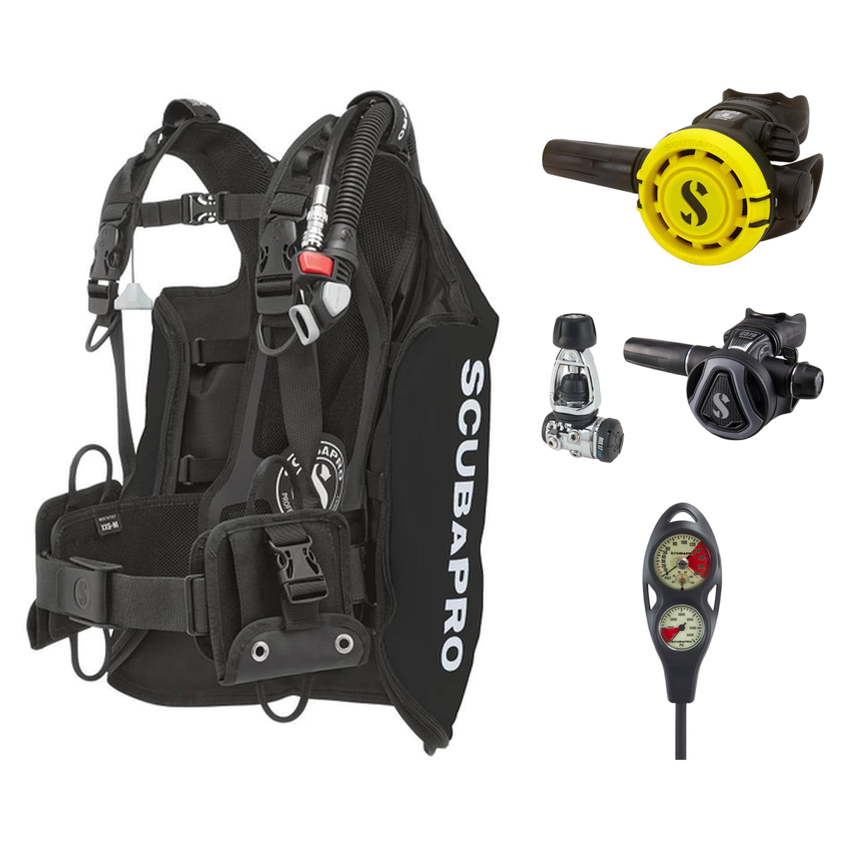 Scubapro Regulator + BCD Scuba Package – Navigator Lite BCD + MK17 EVO2/C370 Regulator + R105 Octopus + 2-Gauge Console — in…