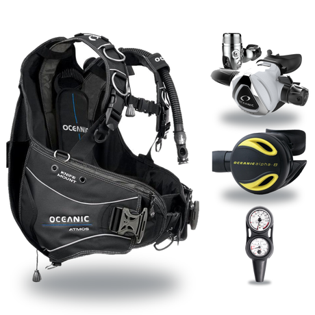 Oceanic Regulator + BCD Scuba Package – Atmos BCD + Delta 5 + EDX Regulator + Alpha 8 Octopus + Maxdepth Gauge Console — inc…
