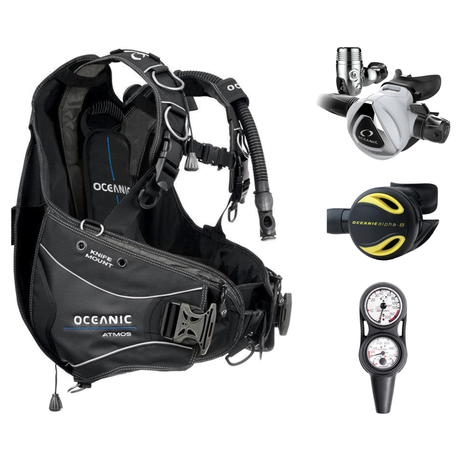Oceanic Regulator + BCD Scuba Package – Atmos BCD + Delta 5 + EDX Regulator + Alpha 8 Octopus + Maxdepth Gauge Console — inc…
