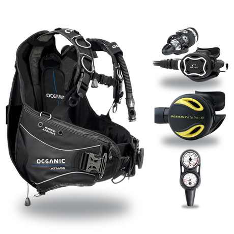Oceanic Regulator + BCD Scuba Package – Atmos BCD + Delta 5 + EDX Regulator + Alpha 8 Octopus + Maxdepth Gauge Console — Oce…