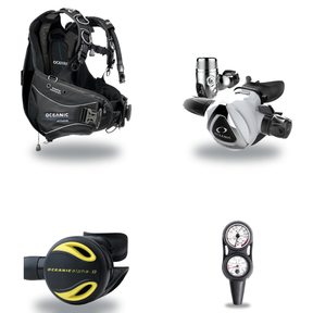 Oceanic Regulator + BCD Scuba Package – Atmos BCD + Delta 5 + EDX Regulator + Alpha 8 Octopus + Maxdepth Gauge Console — Oce…