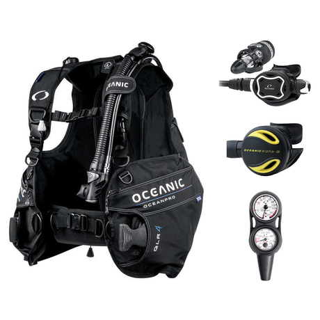 Oceanic Regulator + BCD Scuba Package – Atmos BCD + Delta 5 + EDX Regulator + Alpha 8 Octopus + Maxdepth Gauge Console — Oce…