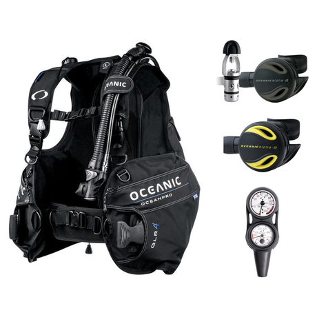 Oceanic Regulator + BCD Scuba Package – Atmos BCD + Delta 5 + EDX Regulator + Alpha 8 Octopus + Maxdepth Gauge Console — Oce…