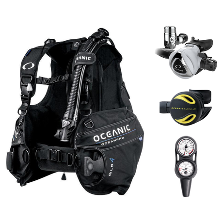 Oceanic Regulator + BCD Scuba Package – Atmos BCD + Delta 5 + EDX Regulator + Alpha 8 Octopus + Maxdepth Gauge Console — Oce…