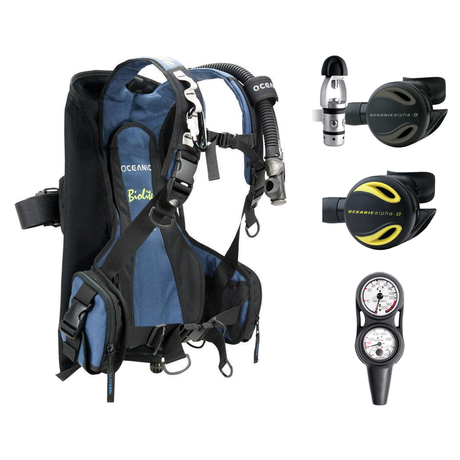 Oceanic Regulator + BCD Scuba Package – Atmos BCD + Delta 5 + EDX Regulator + Alpha 8 Octopus + Maxdepth Gauge Console — Oce…