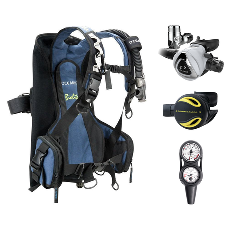 Oceanic Regulator + BCD Scuba Package – Atmos BCD + Delta 5 + EDX Regulator + Alpha 8 Octopus + Maxdepth Gauge Console — Oce…