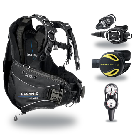 Oceanic Regulator + BCD Scuba Package – Atmos BCD + ZEO FDX-I Regulator + Alpha 8 Octopus + Maxdepth Gauge Console — include…