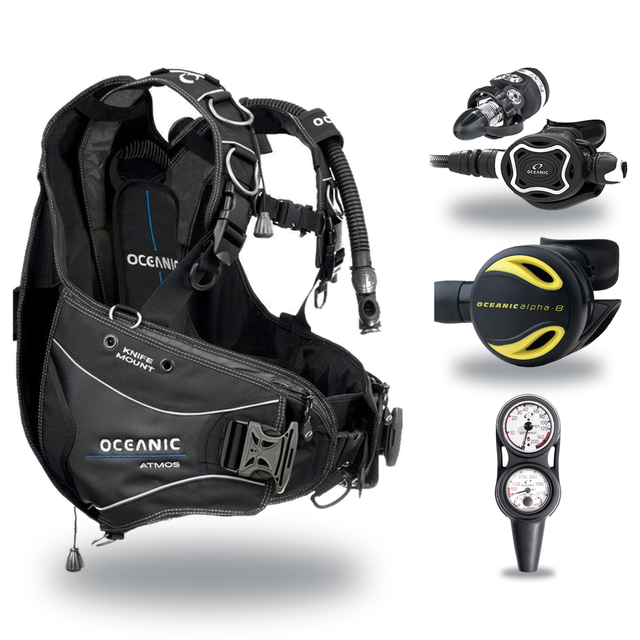 Oceanic Regulator + BCD Scuba Package – Atmos BCD + ZEO FDX-I Regulator + Alpha 8 Octopus + Maxdepth Gauge Console — include…