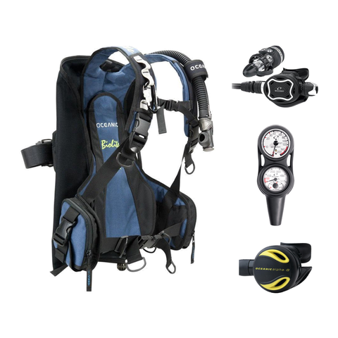 Oceanic Regulator + BCD Scuba Package – Biolite Mens BCD + ZEO FDX-I Regulator + Alpha 8 Octopus + Maxdepth Gauge Console
