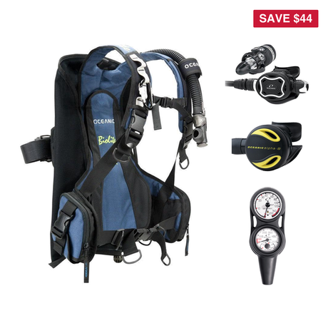 Oceanic Regulator + BCD Scuba Package – Biolite Mens BCD + ZEO FDX-I Regulator + Alpha 8 Octopus + Maxdepth Gauge Console —…
