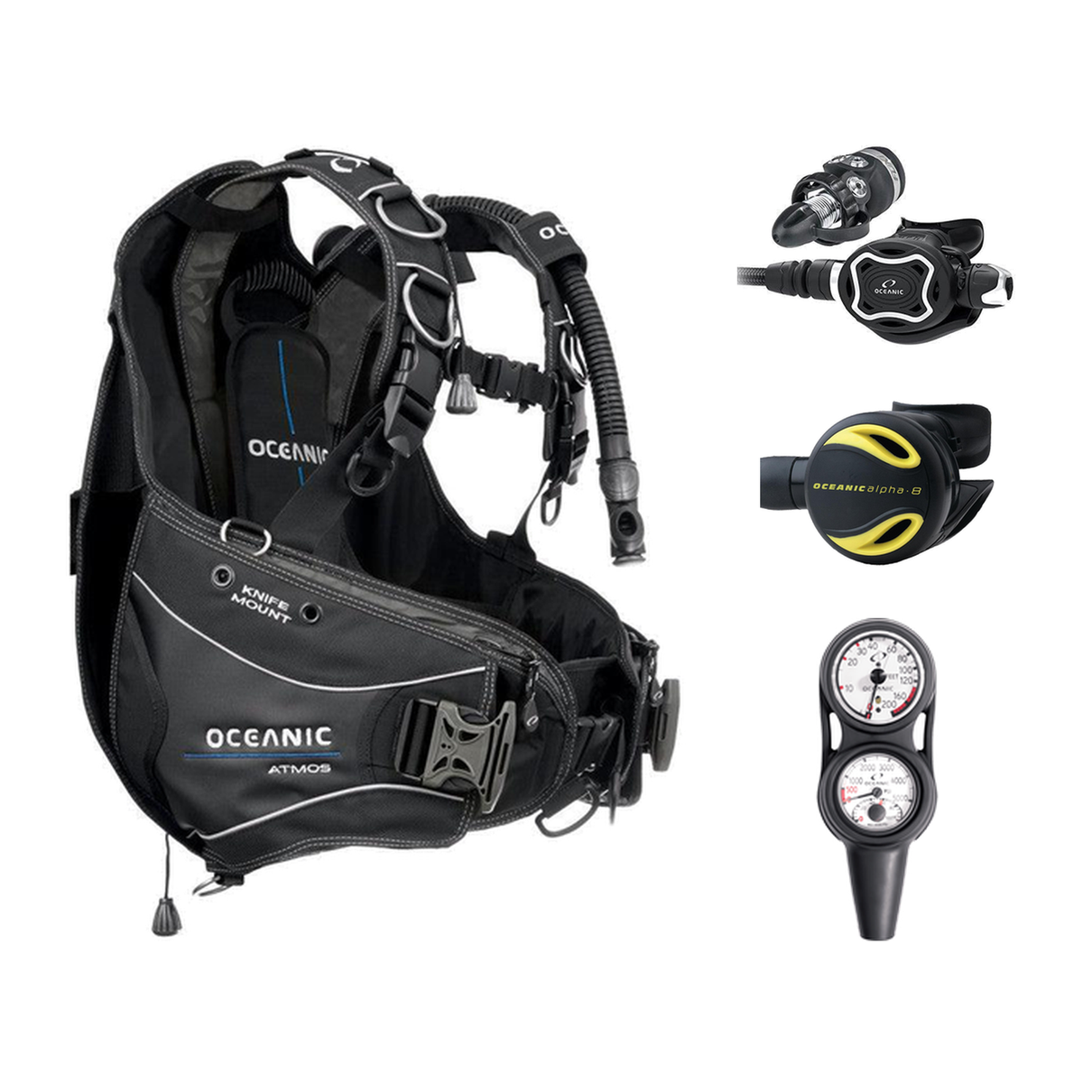 Oceanic Regulator + BCD Scuba Package – Biolite Mens BCD + ZEO FDX-I Regulator + Alpha 8 Octopus + Maxdepth Gauge Console —…