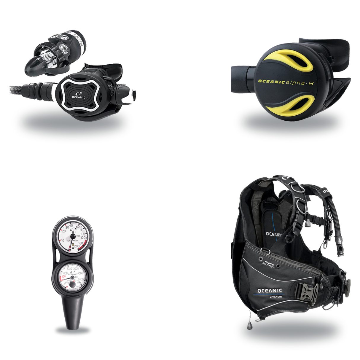 Oceanic Regulator + BCD Scuba Package – Biolite Mens BCD + ZEO FDX-I Regulator + Alpha 8 Octopus + Maxdepth Gauge Console —…