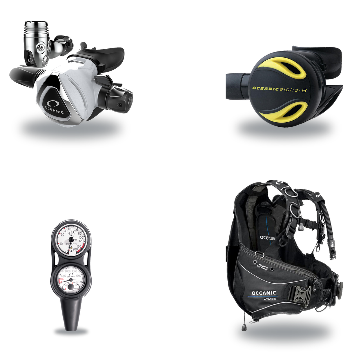 Oceanic Regulator + BCD Scuba Package – Biolite Mens BCD + ZEO FDX-I Regulator + Alpha 8 Octopus + Maxdepth Gauge Console —…