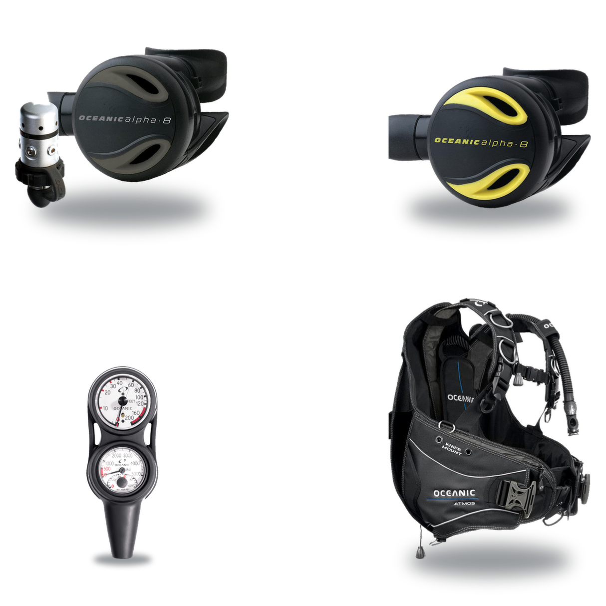 Oceanic Regulator + BCD Scuba Package – Biolite Mens BCD + ZEO FDX-I Regulator + Alpha 8 Octopus + Maxdepth Gauge Console —…