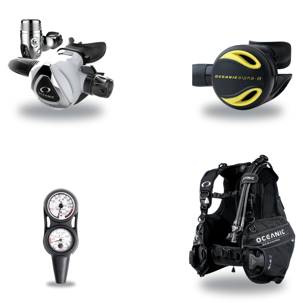 Oceanic Regulator + BCD Scuba Package – Biolite Mens BCD + ZEO FDX-I Regulator + Alpha 8 Octopus + Maxdepth Gauge Console —…